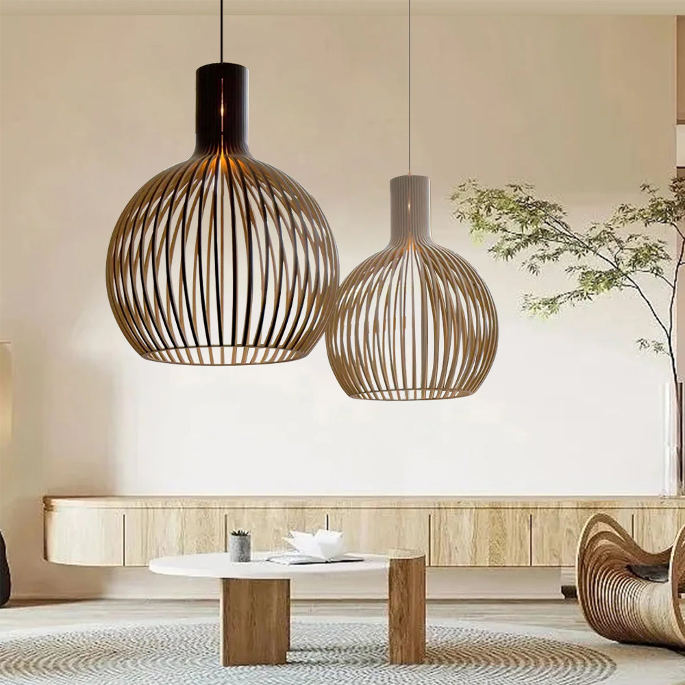 Muto Hölzerne Vogelkäfig-Lampe  Pendelleuchte Holz Esszimmer