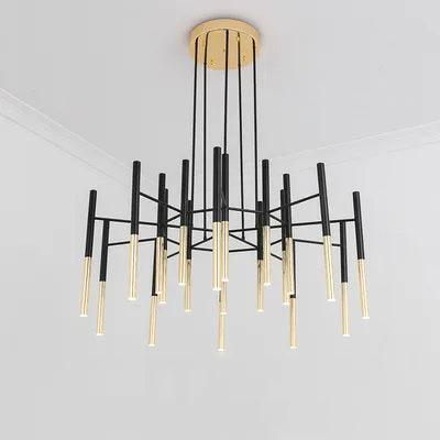 Arixon Kronleuchter Moderne Stäbe Schwarz Gold