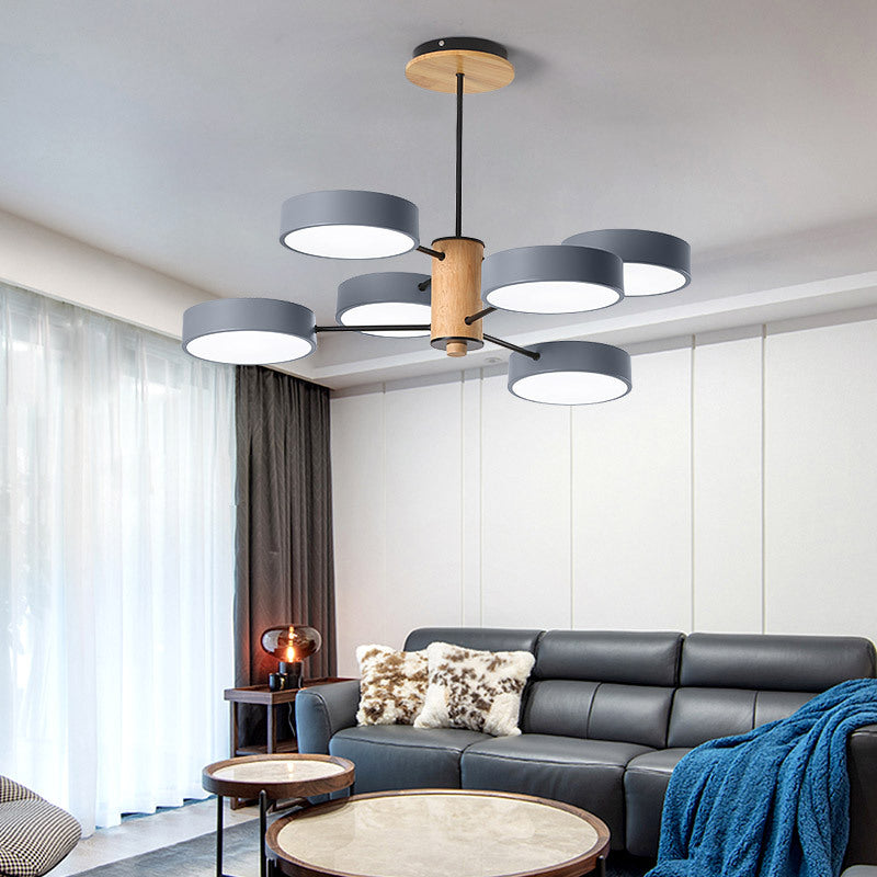 Arisha Modern Kronleuchter Geometrische Wohnzimmer, Metall Holz, 3 Farben