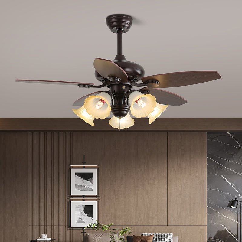 Elvael Classic Deckenventilator mit Beleuchtung aus Holz und Glas