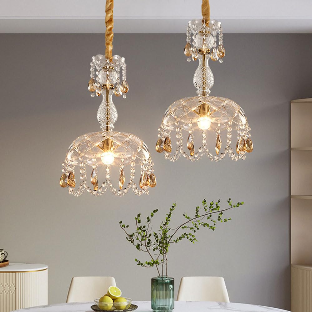 Kristy Retro LED Kristall Runde Pendelleuchte Gold Glas Wohnzimmer Bar