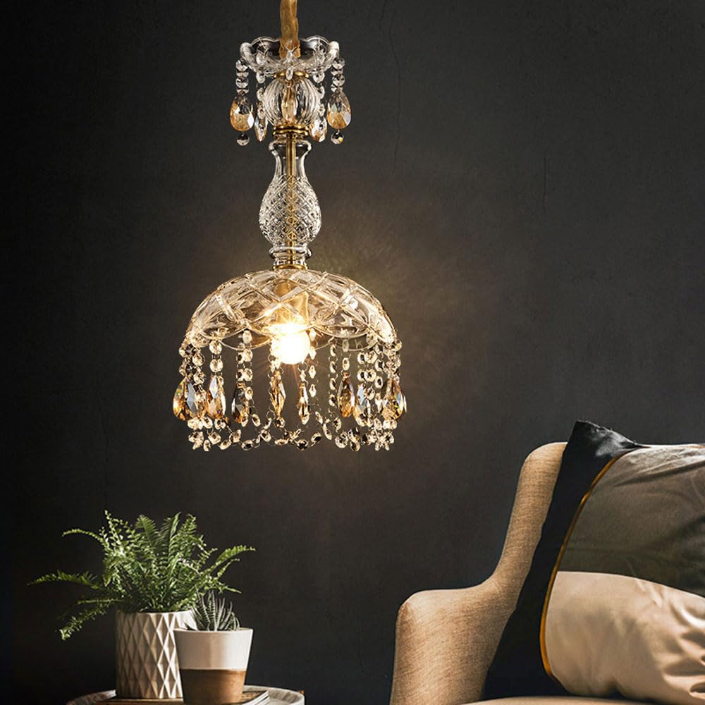 Kristy Retro LED Kristall Runde Pendelleuchte Gold Glas Wohnzimmer Bar