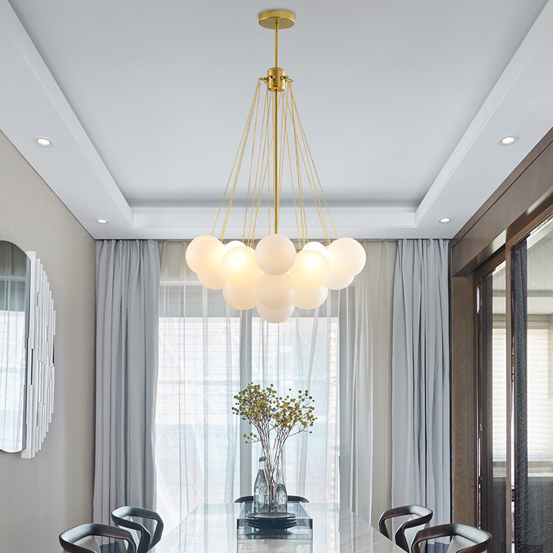 Valentina Modern LED Kronleuchter Kugel Schwarz/Gold Wohnzimmer Glas