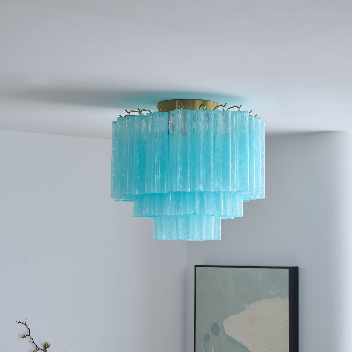 Velelena Deckenleuchte Weiß Muranoglas geschichtet elegant modern