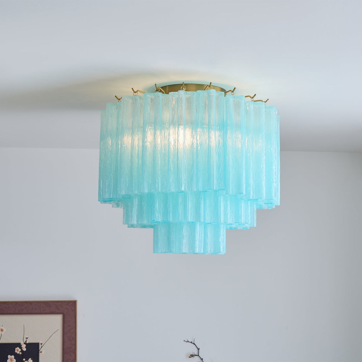 Velelena Deckenleuchte Weiß Muranoglas geschichtet elegant modern