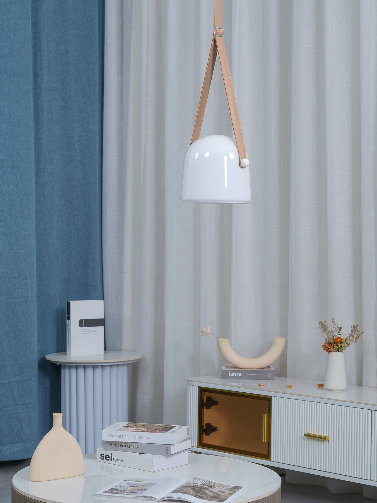 Averisce Pendelleuchte aus Leder im Industrie-Stil