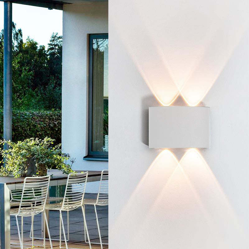 Ray  Außenwandleuchte Modern Rechteck LED  Weiß Metall Terrasse