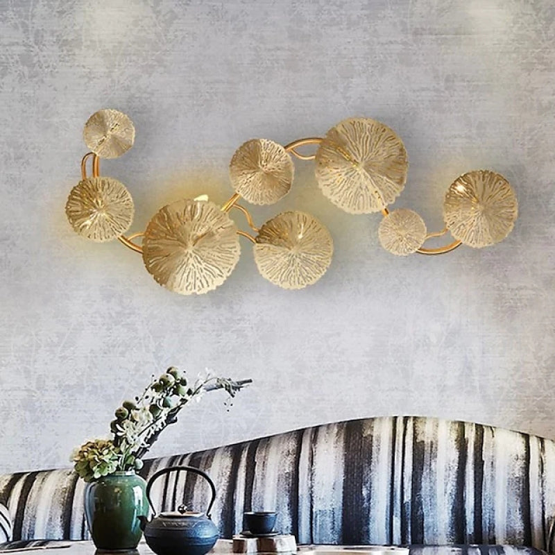 Arisha Vintage Design Blumen LED Wandleuchte Gold Wohn/Schlafzimmer Innen Metall