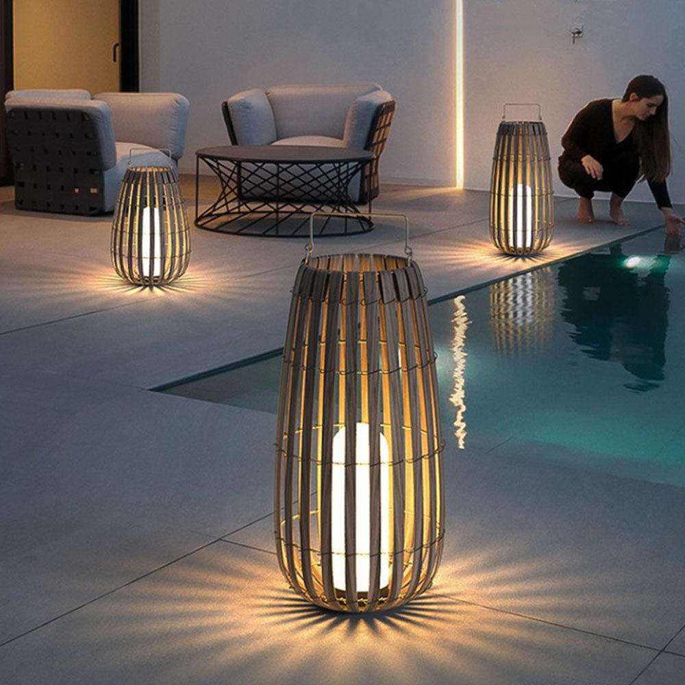 Ray Vintage LED Außenleuchte Solar Grau Garten/Flur/Balkon Holz mit 3 Größen