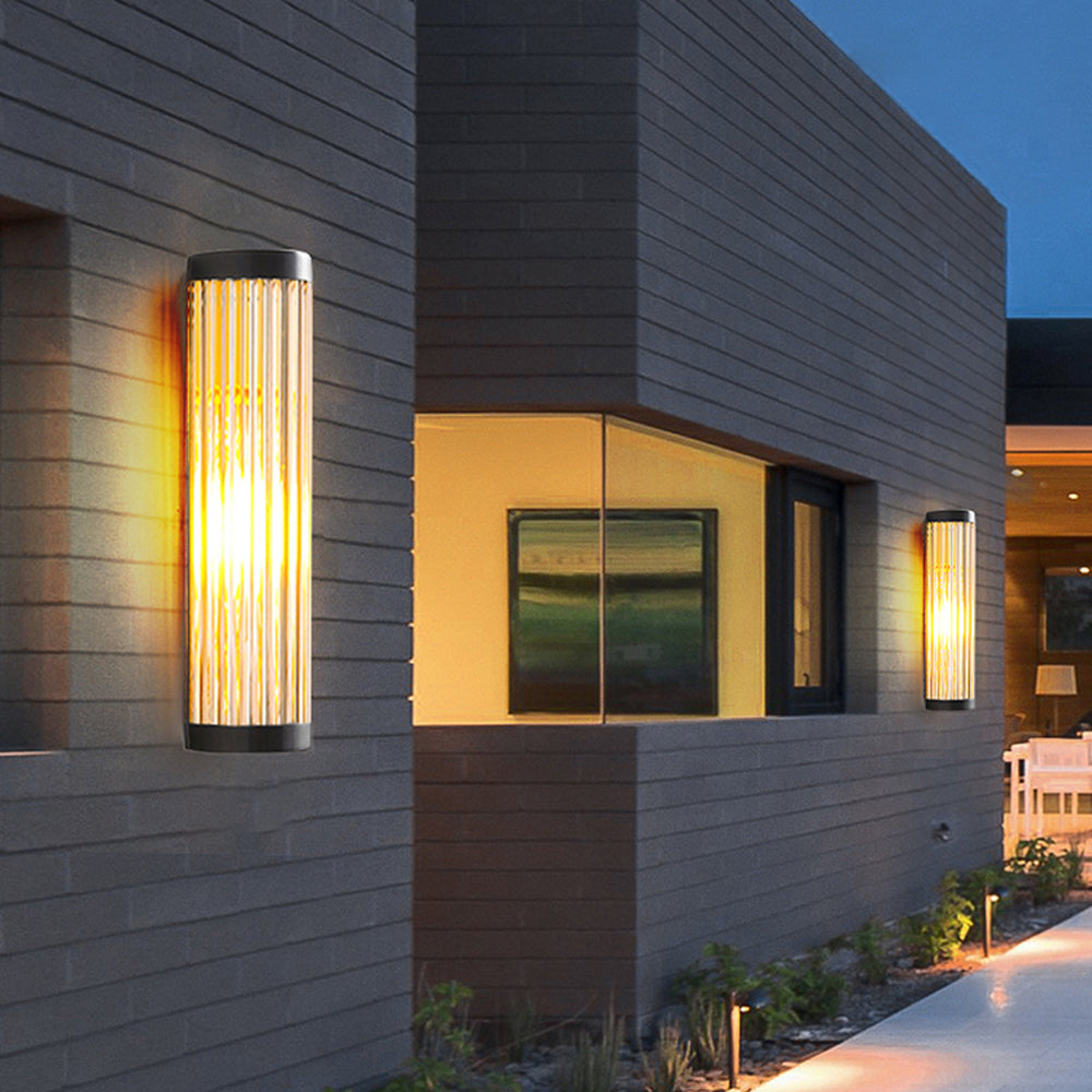 Ray Modern Halbkreisförmig LED AußenwandleuchteSchwarz Garten Metall Glas