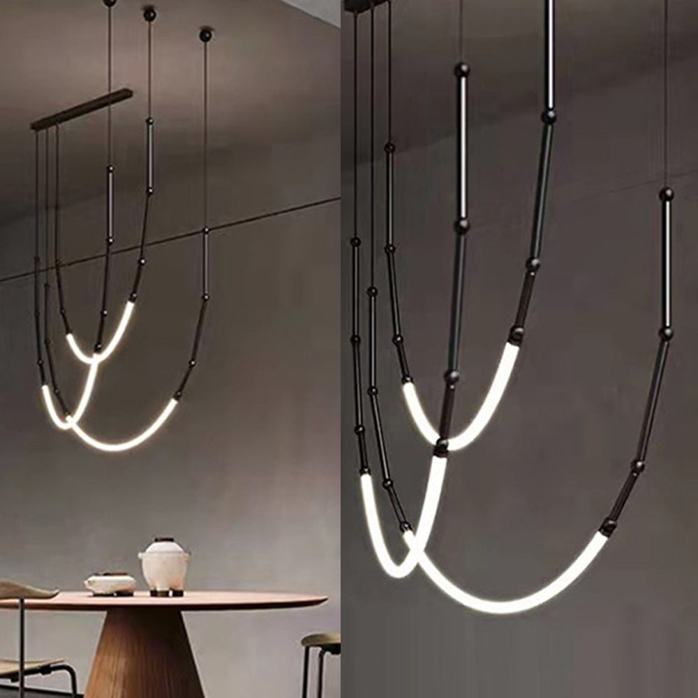 Arisha Modern Lineare LED Pendelleuchte SchwarzSchlaf/Wohnzimmer Metall Silikon