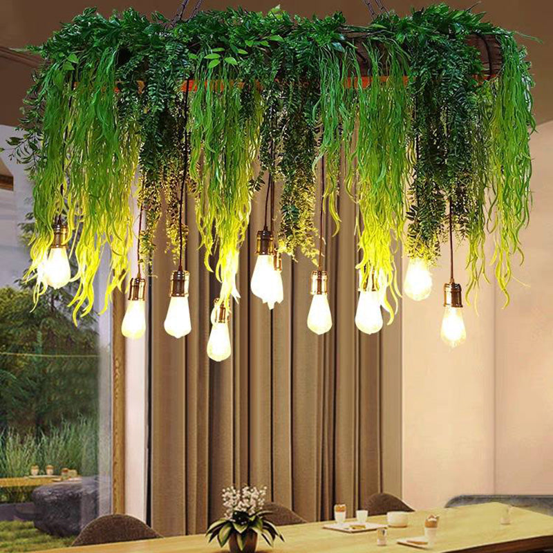 Ritta  Pendelleuchte Natur Grün Rechteckig Ess/Wohnzimmer Modern LED