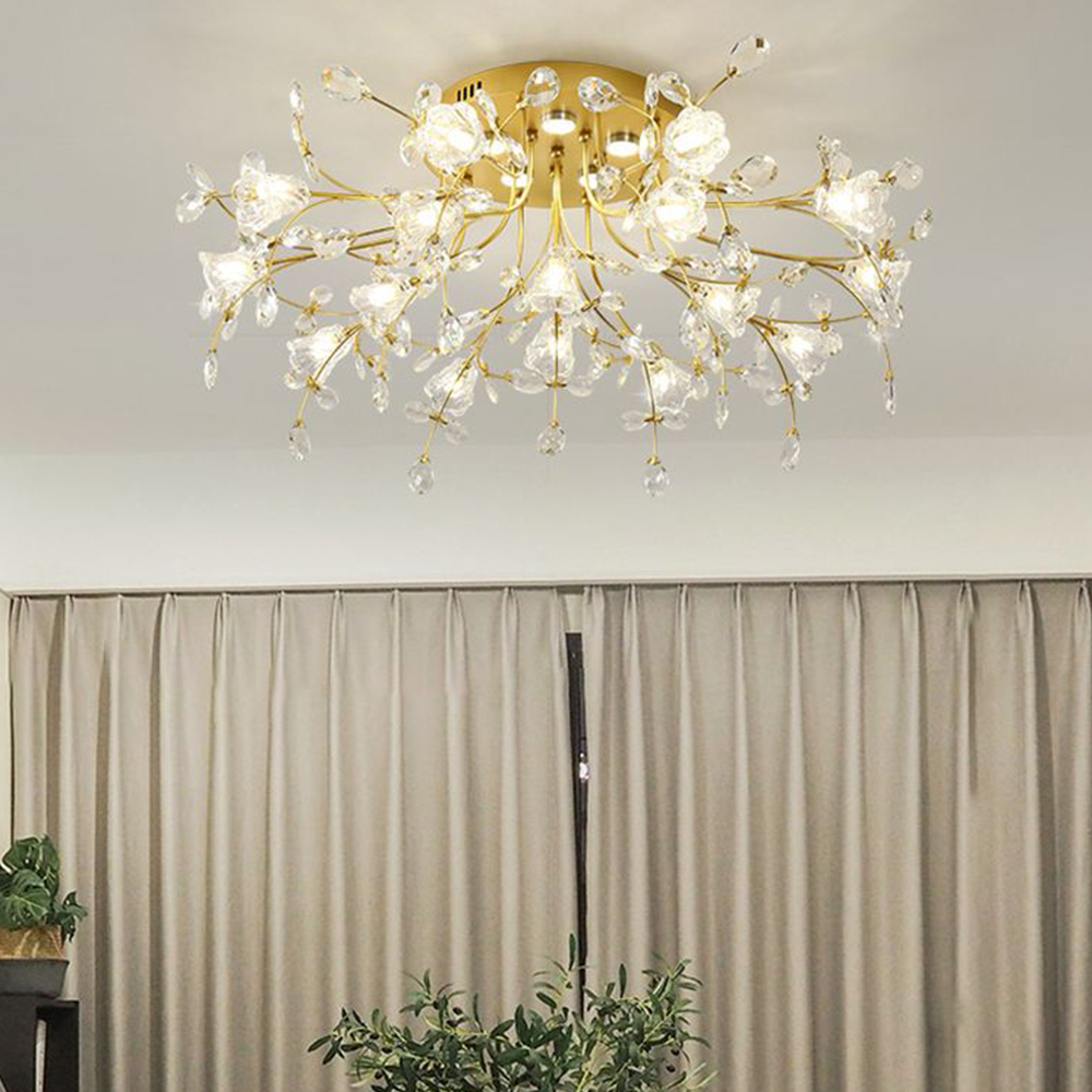 Kristy Deckenleuchte  Blume Design LED Gold Wohn/Schlaf/Kinderzimmer Flur Glas