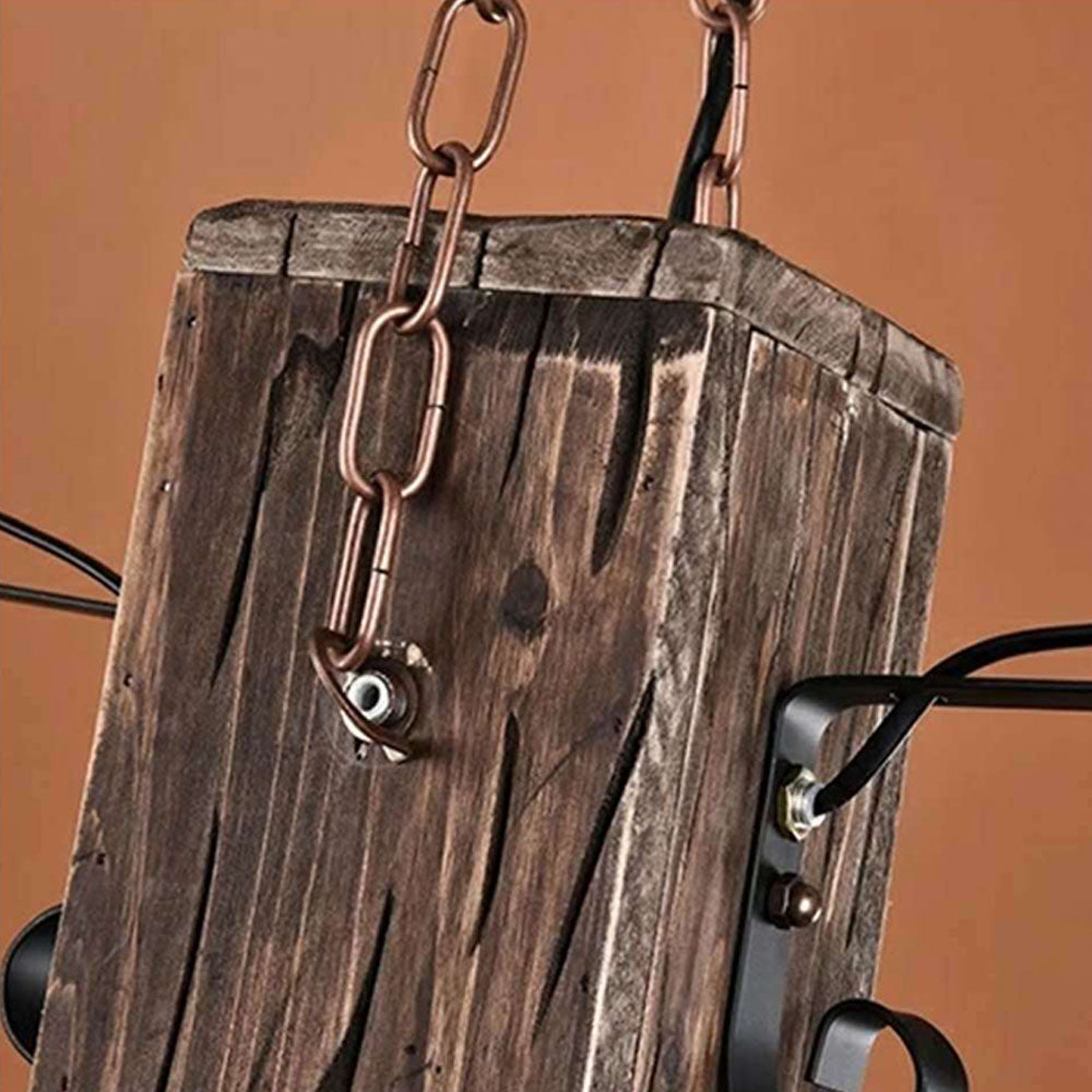 Epoch Vintage LED Pendelleuchte Rechteckige Käfig Wohnzimmer, Metall Holz