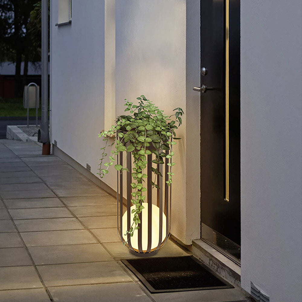 Ray Modern LED Außenleuchte Kugel Garten/Flur/Balkon, Schwarz, Metall