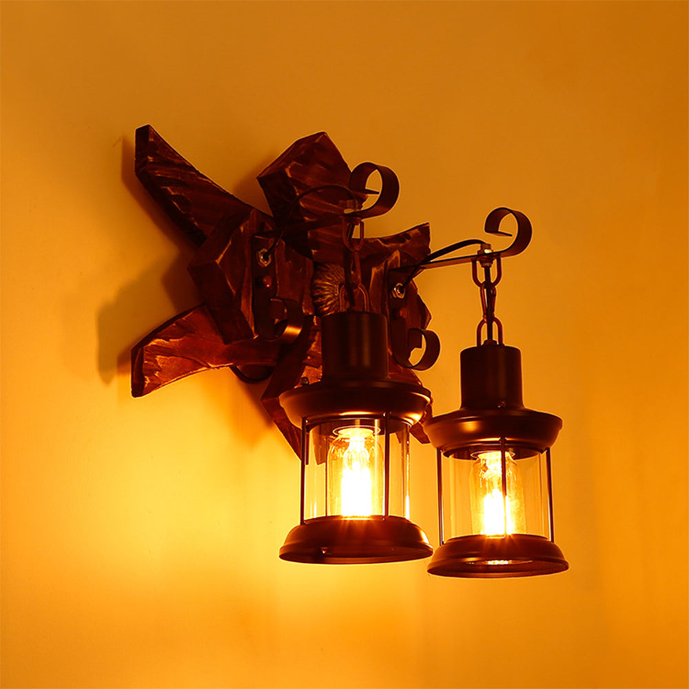 Epoch Design LED Wandlampe Schwarz Holz Wohnzimmer/Schlafzimmer