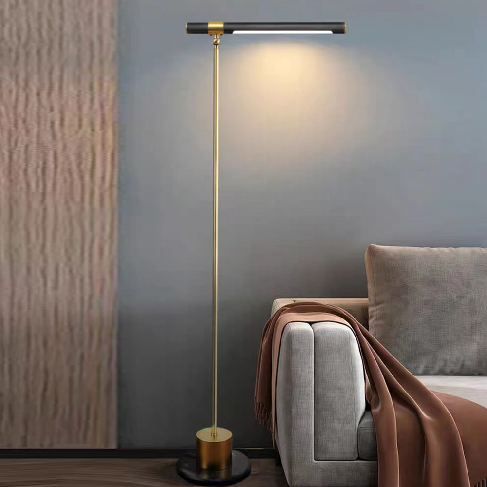 Arisha Stehleuchte Linear Minimalistisch, Metall/Holz, Gold, Wohnzimmer