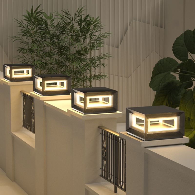 Ray Zeitgenössische LED Außenlampen Würfel, Schwarz, Garten, Metall