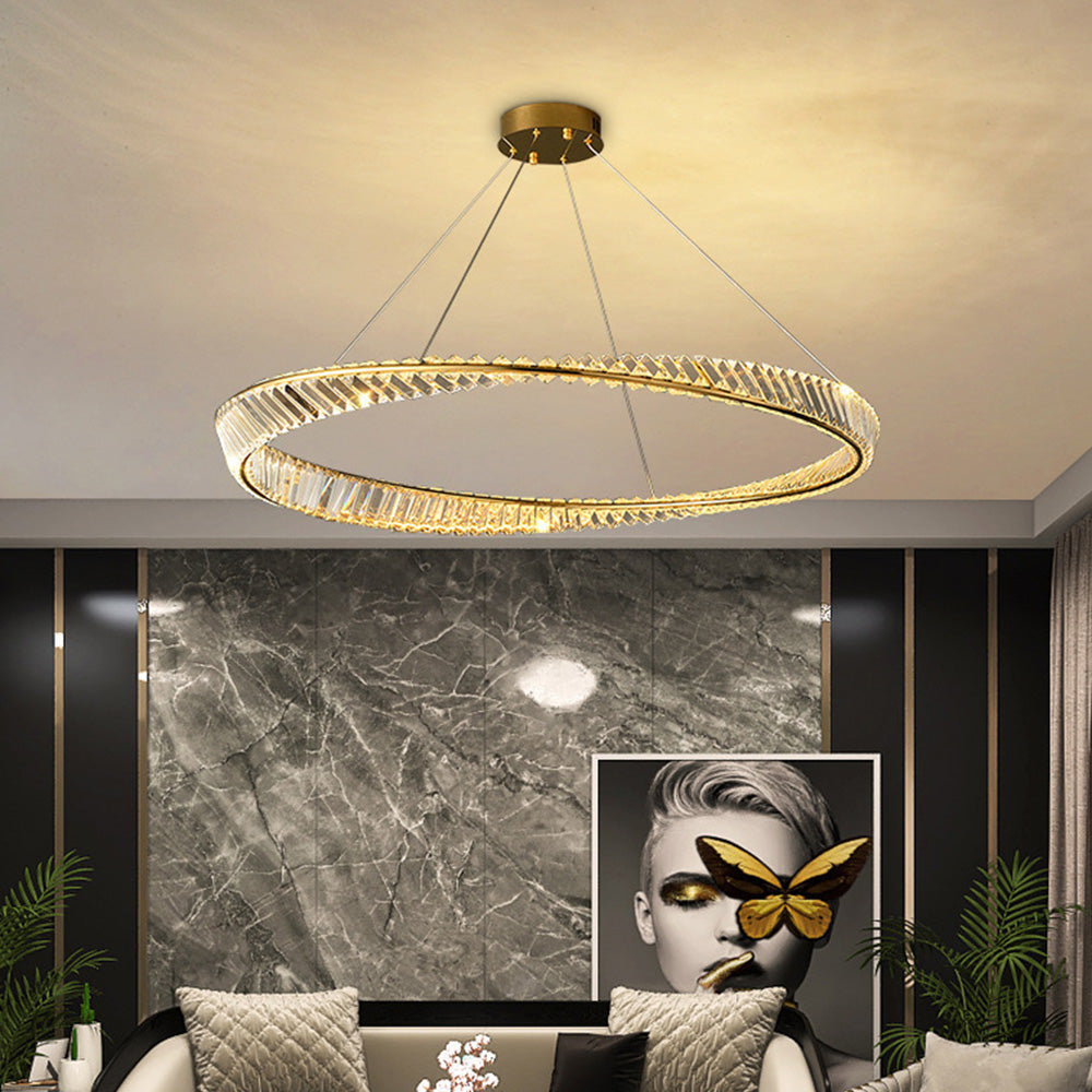 Kristy   Kronleuchter luxuriös Rund LED Gold Glas Schlaf/Wohnzimmer