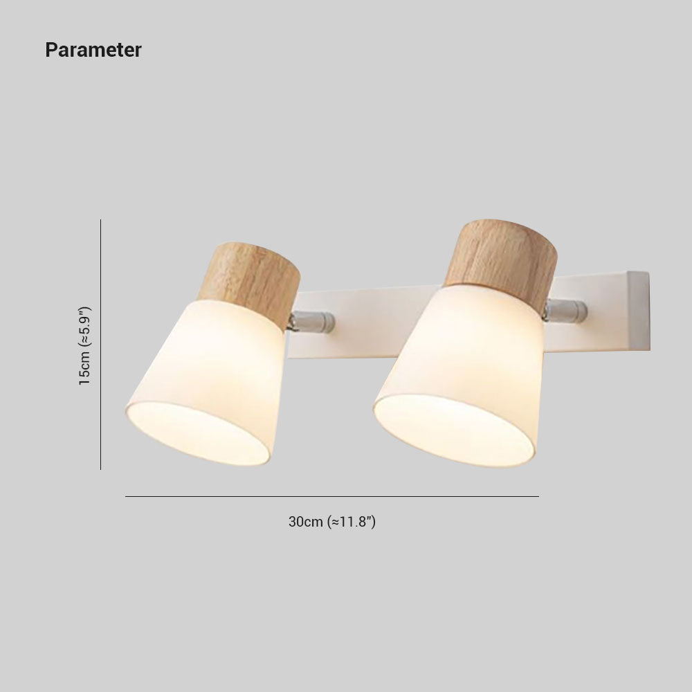 Muto Nordic LED Wandleuchte Holz/Glas Wohnzimmer/Esszimmer Weiß