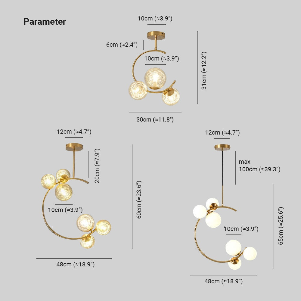 Valentina Moderne LED Deckenleuchte Esszimmer/Arbeitszimmer Gold Glas