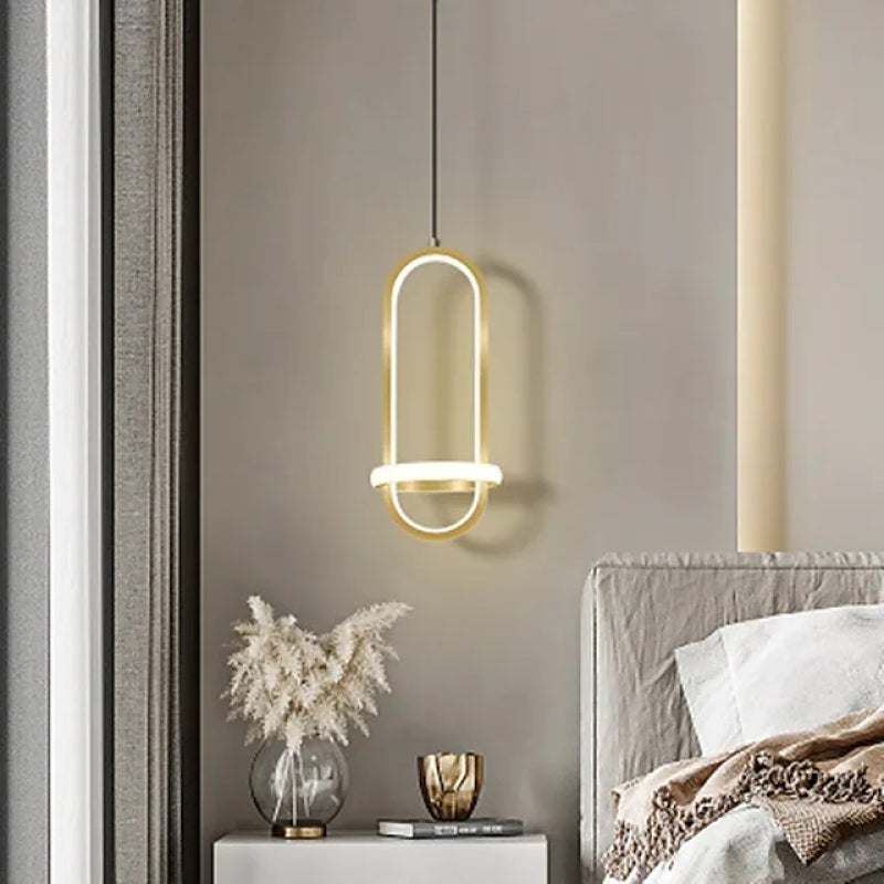 Arisha Modern Minimalistisch LED Ring Pendelleuchte Schwarz/Gold Schlafzimmer Metall