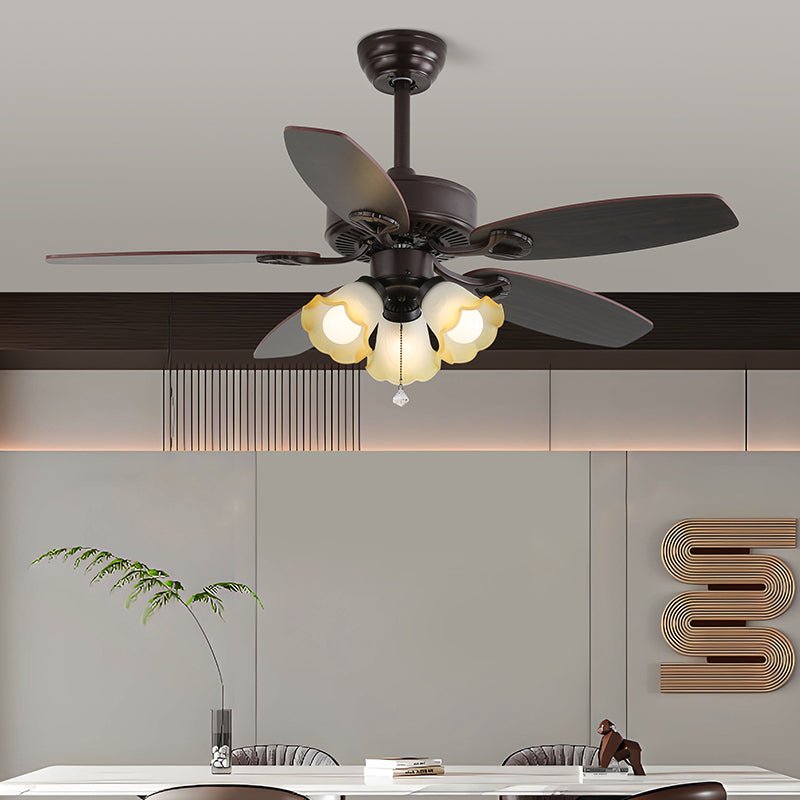 Elvael Classic Deckenventilator mit Beleuchtung aus Holz und Glas