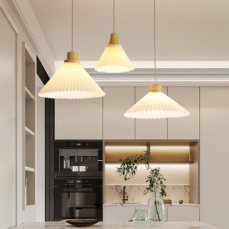 Muto Moderne LED Pendelleuchte Schlafzimmer/Wohnzimmer Weiß Holz