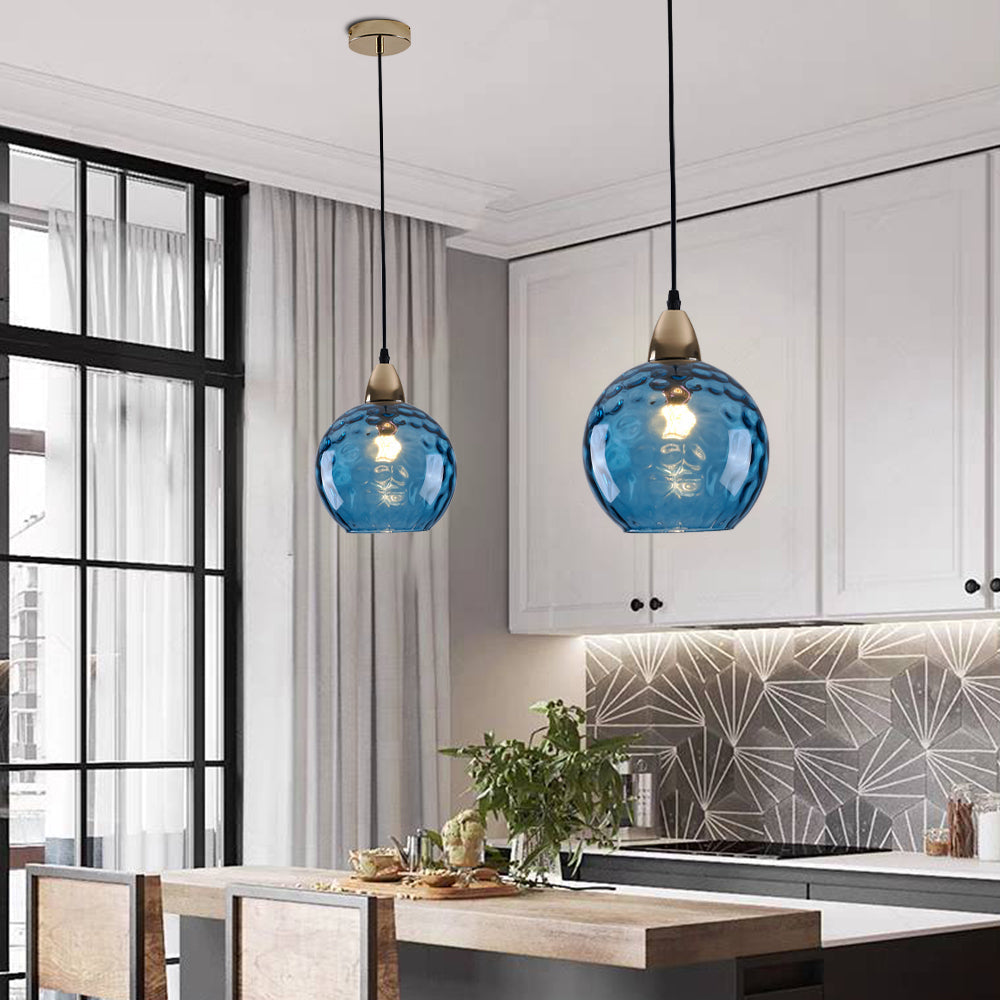 Aria Design LED Bunte Pendelleuchte Glaskugel 1 Flammig Esstisch