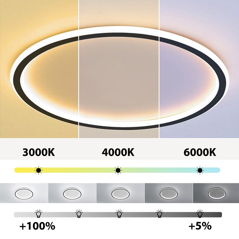 Arisha Modern Ring LED Deckenleuchte Schwarz/Weiß Wohn/Schlafzimmer