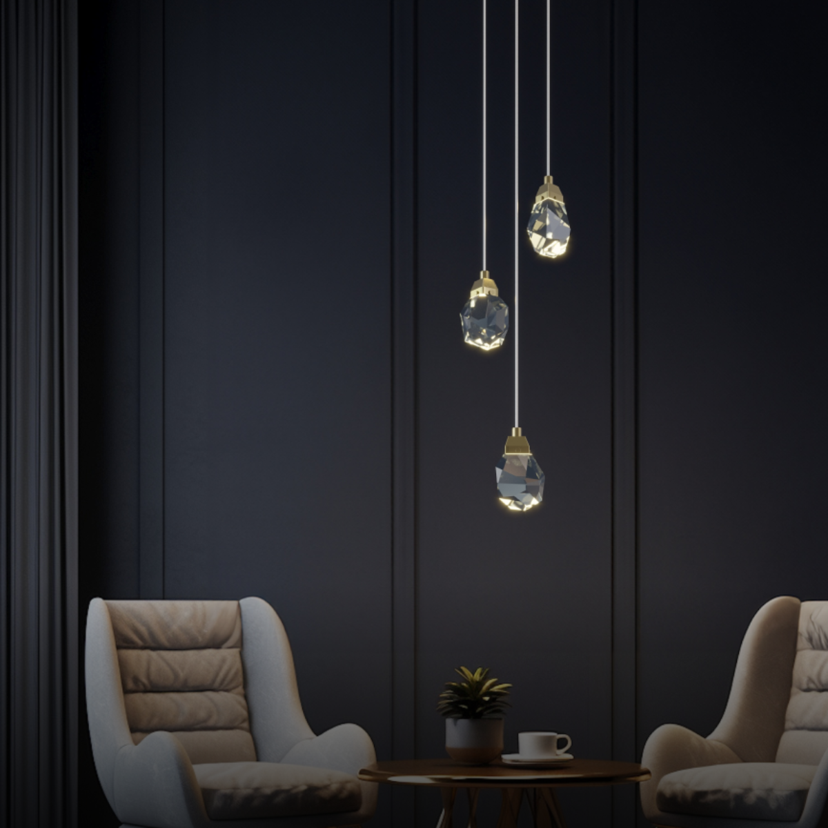Kristy Design LED Kronleuchter Gold Glas/Metall Schlafzimmer
