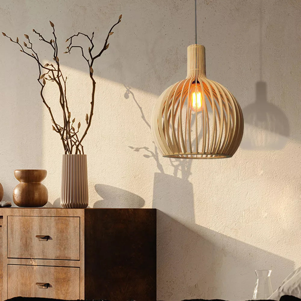 Muto Hölzerne Vogelkäfig-Lampe  Pendelleuchte Holz Esszimmer
