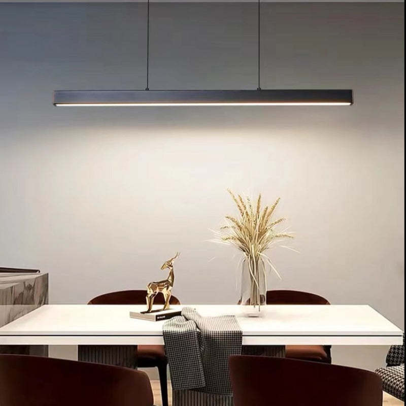 Arisha Moderne LED Pendelleuchte Linear Schwarz/Braun Esszimmer Metall