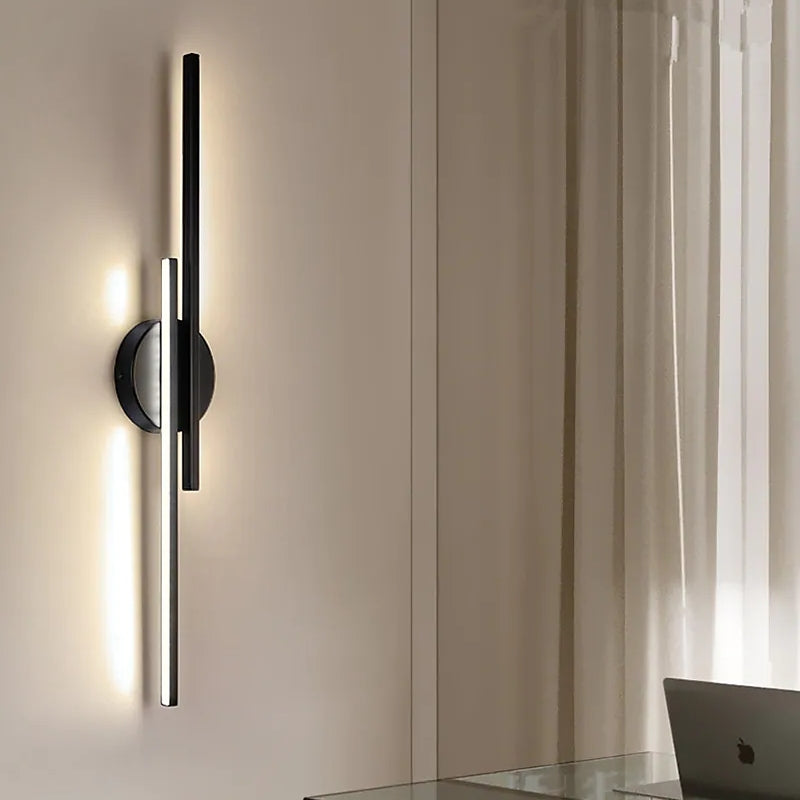 Arisha Modern LED Wandleuchte, Twin Linear, Schwarz/Weiß, Metall, Schlafzimmer