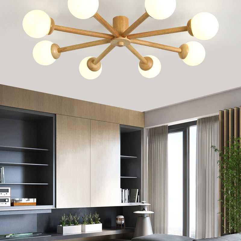 Muto Modern LED Deckenleuchte Ess/Wohn/Schlafzimmer Holz/Glas