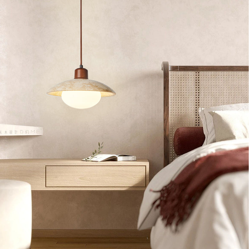Valentina Wabi-Sabi Retro Rund Glas Stein LED Pendelleuchte Wohnzimmer Schlafzimmer