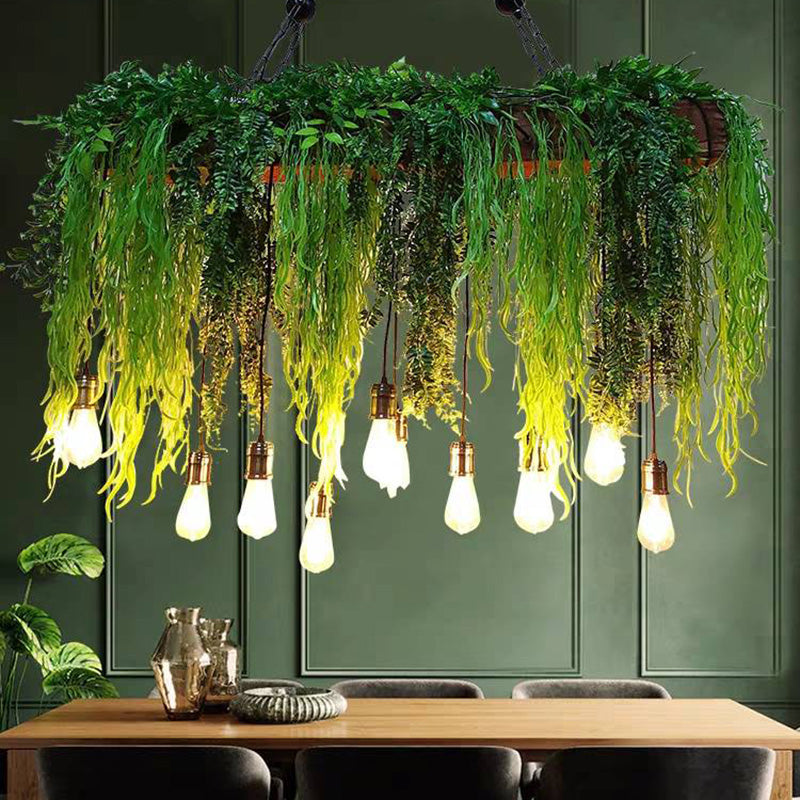 Ritta  Pendelleuchte Natur Grün Rechteckig Ess/Wohnzimmer Modern LED
