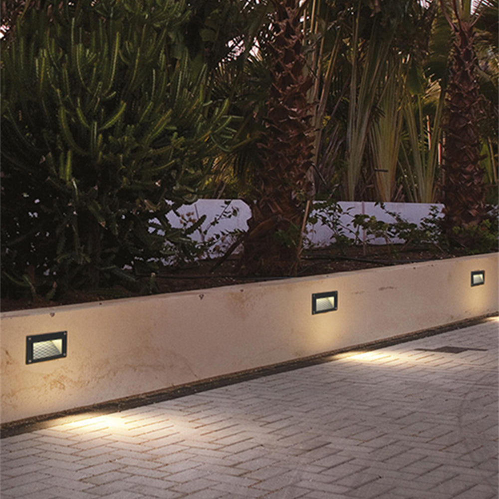 Ray LED Rechteck Außenleuchte Metall Glas Garten Terrasse