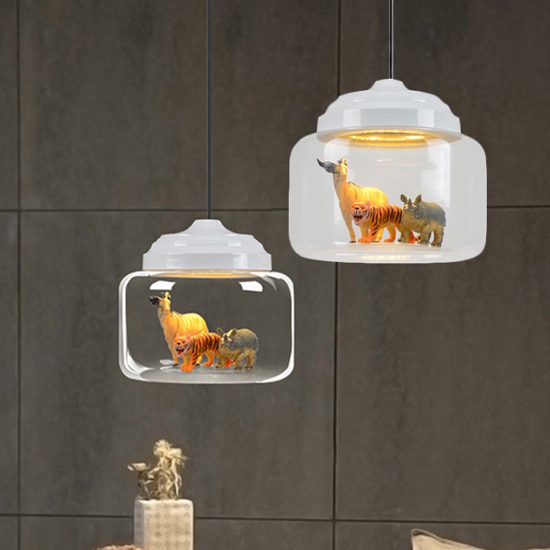 Arisha Design Tiere LED Pendelleuchte Schwarz/Weiß Wohn/Schlaf/Kinderzimmer Metall&Glas ∅ 24CM