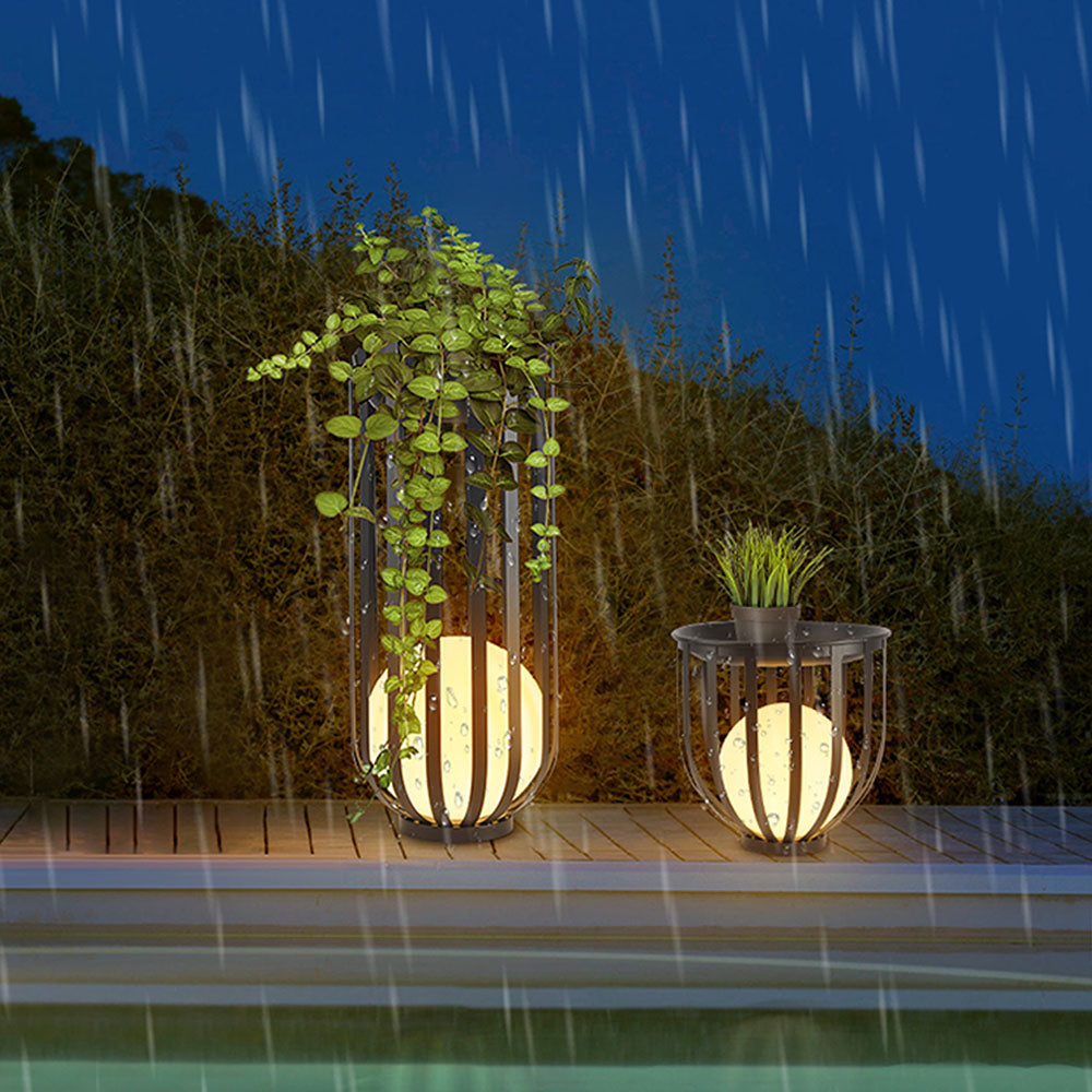 Ray Modern LED Außenleuchte Kugel Garten/Flur/Balkon, Schwarz, Metall