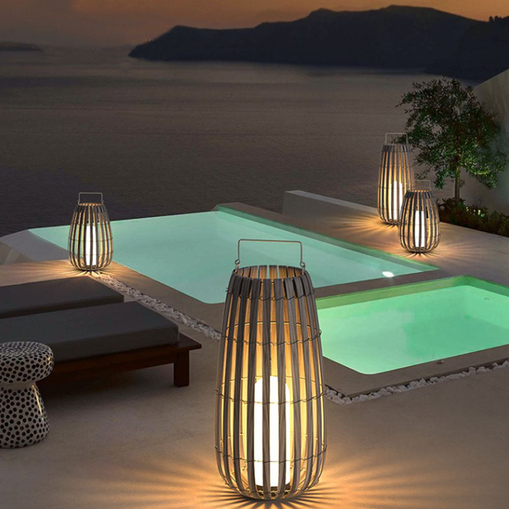 Ray Vintage LED Außenleuchte Solar Grau Garten/Flur/Balkon Holz mit 3 Größen