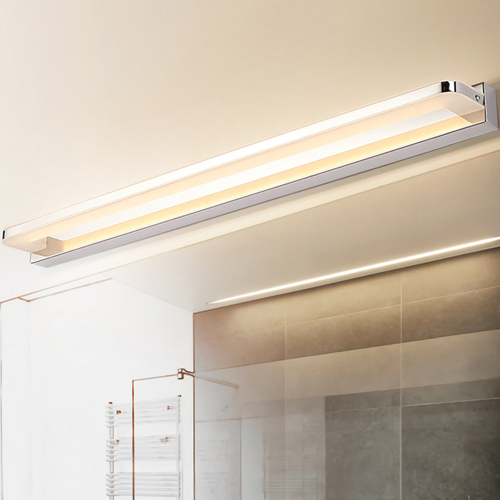 Arisha Nordic Linear Metall Spiegelfront Wandleuchte, Chrom/Schwarz, Schlafzimmer