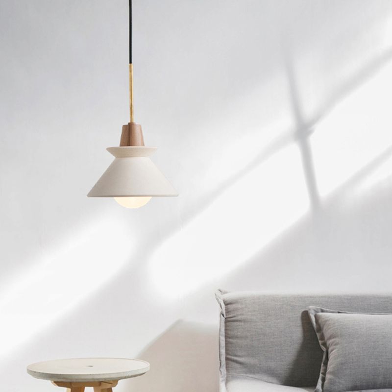 Muto Modern LED Pendelleuchte Kuppel Esstisch, Weiß, Metall & Zement