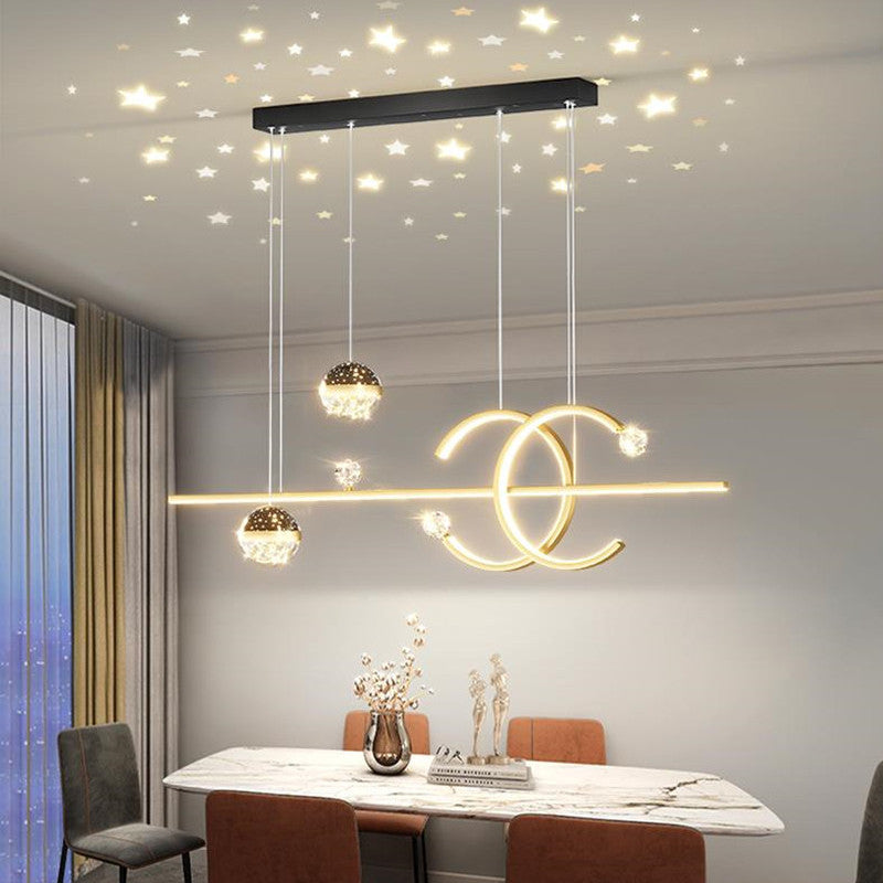 Arisha Moderne LED Pendelleuchte Esszimmer/Wohnzimmer Schwarz/Gold Stern