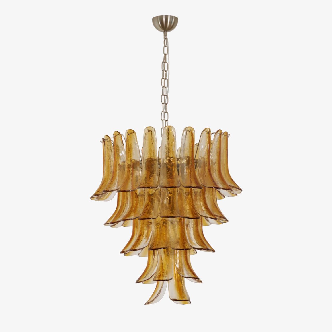 Liorisissa Kronleuchter Bernsteinfarben Lily Murano-Glas gestaffelter Mittelpunkt
