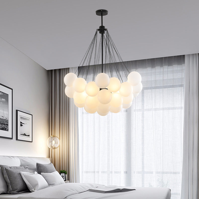 Valentina Modern LED Kronleuchter Kugel Schwarz/Gold Wohnzimmer Glas