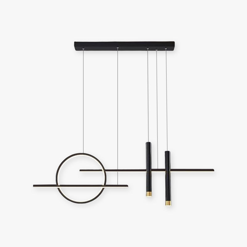 Arisha Modern Pendelleuchte Ring Linear Esszimmer, Schwarz/Gold, Metall