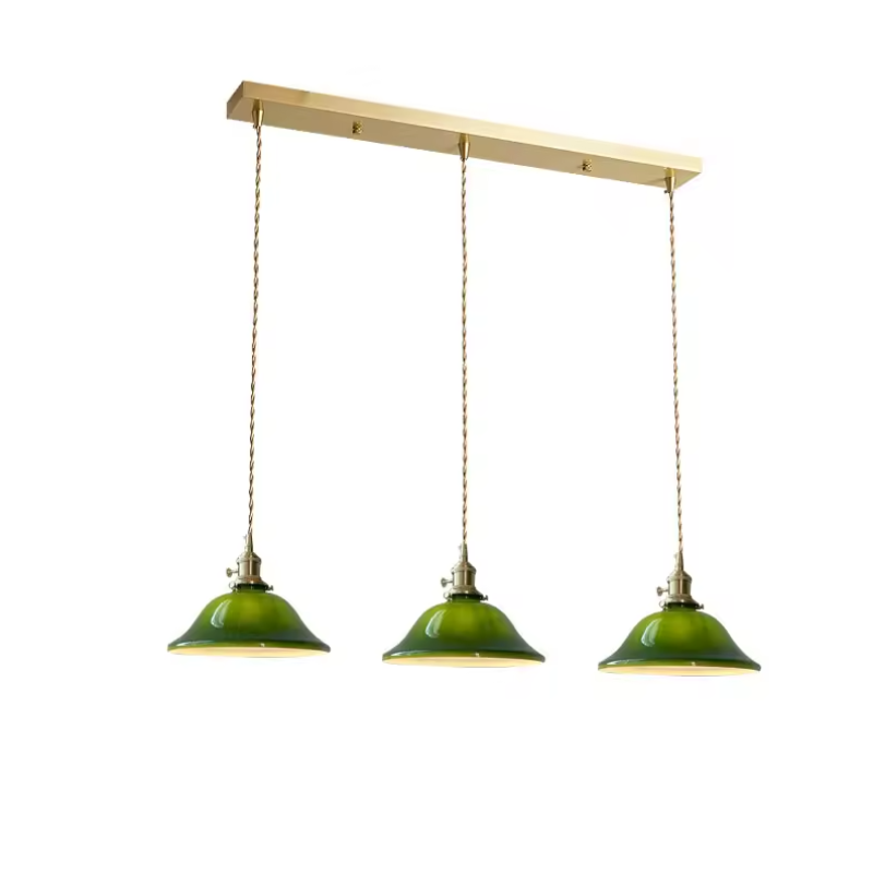 Valentina Rustikal Vintage LED Pendelleuchte Grün Glas Esszimmer