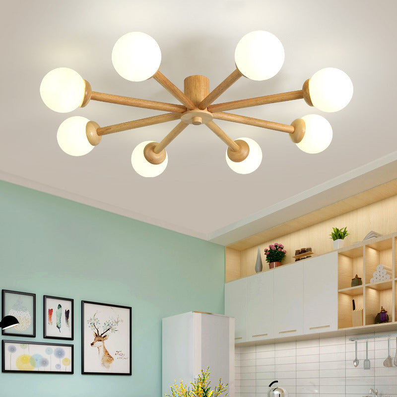 Muto Modern LED Deckenleuchte Ess/Wohn/Schlafzimmer Holz/Glas