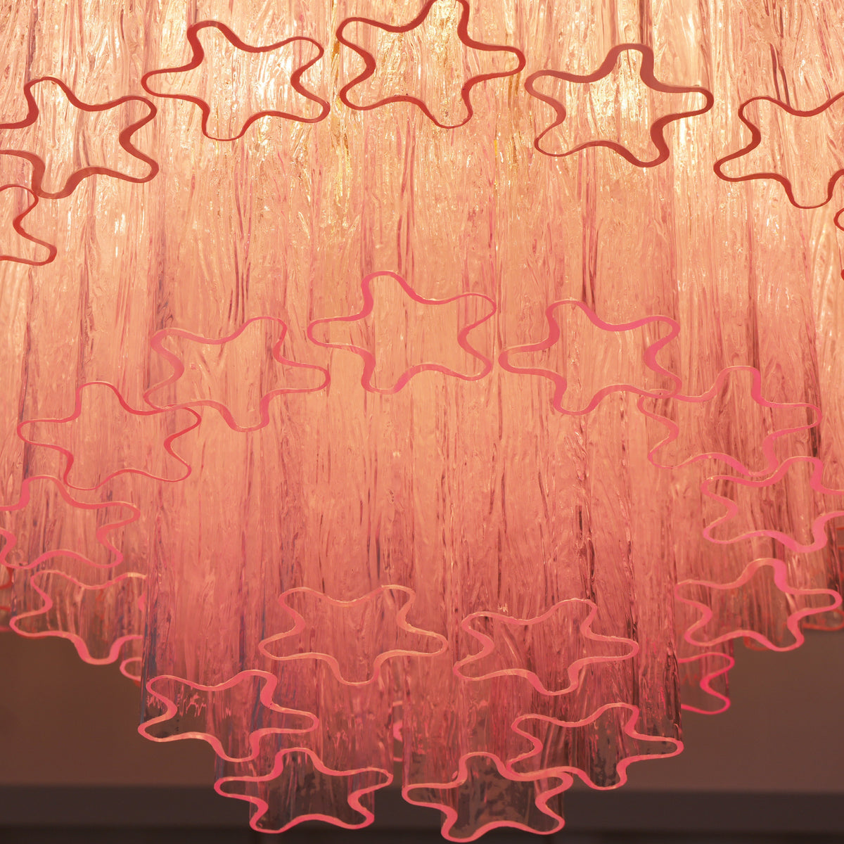 Veliaine Deckenleuchte aus Murano-Glas in Pink Vintage